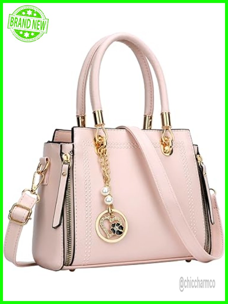 Women Vegan Leather Satchel Purse Top Handle Shoulder Crossbody Bag